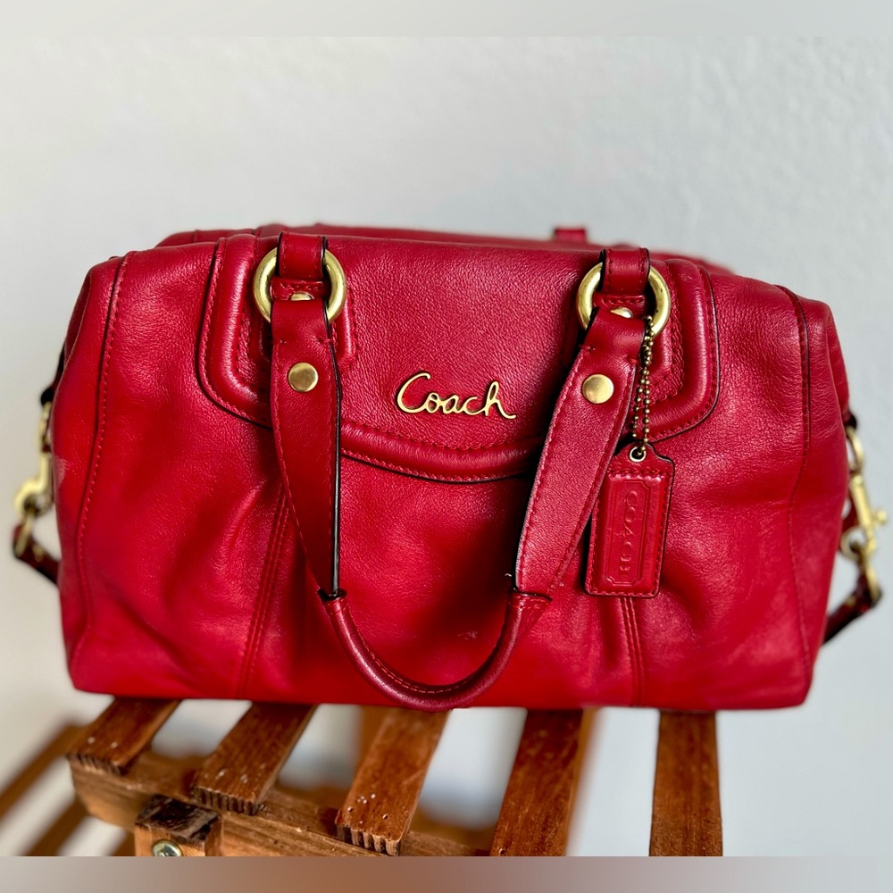 RARE Vintage Red Coach Satchel Purse